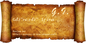 Göncző Irina névjegykártya